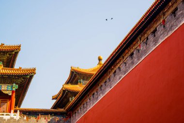 Beijing, China - April 7 2019: The royal palace pavillon in the forbiden city in Beijing