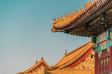 Beijing, China - April 7 2019: The royal palace pavillon in the forbiden city in Beijing