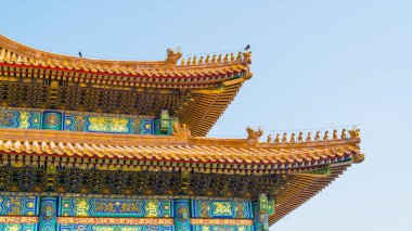 Beijing, China - April 7 2019: The royal palace pavillon in the forbiden city in Beijing