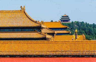Beijing, China - April 7 2019: The royal palace pavillon in the forbiden city in Beijing