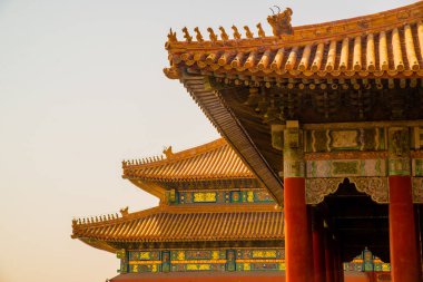 Beijing, China - April 7 2019: The royal palace pavillon in the forbiden city in Beijing