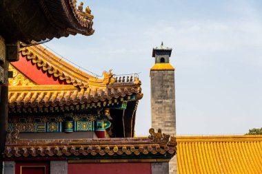 Beijing, China - April 7 2019: The royal palace pavillon in the forbiden city in Beijing