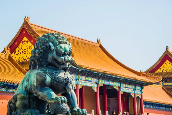 Beijing, China - April 7 2019: The royal palace pavillon in the forbiden city in Beijing