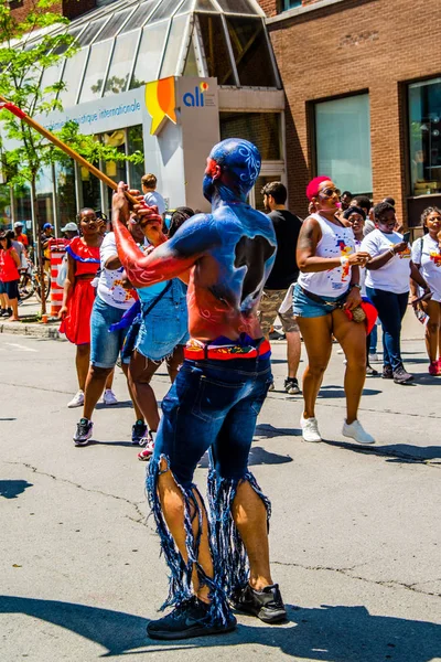 Gente Celebrando Desfile Del Caribe Centro Montreal — Foto de Stock
