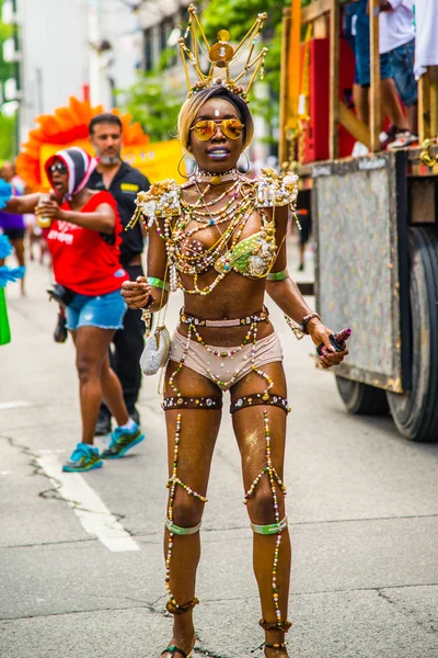 Les Gens Qui Célèbrent Dans Défilé Des Caraïbes Centre Ville — Photo