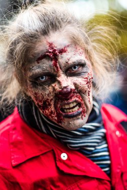 Montreal, Kanada - 28 Ekim 2018: Montreal Kanada şehir merkezinde yıllık Zombi Geçidi