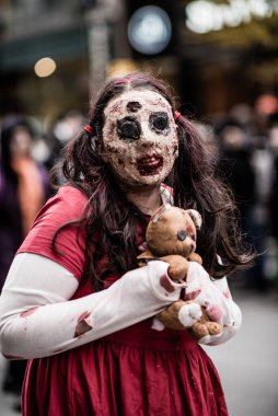 Montreal, Kanada - 28 Ekim 2018: Montreal Kanada şehir merkezinde yıllık Zombi Geçidi