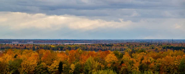 Gault Natural reserve, Canada - October 5 2018: Panoramic autumn view from the top of the Gault Natural Reserve in Quebec