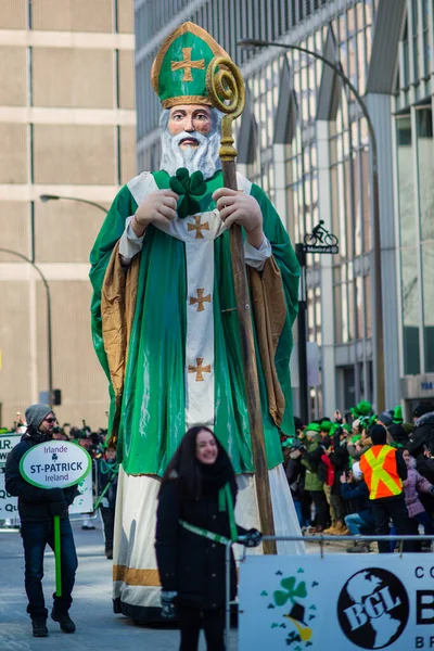 Estatua San Patricio Desfile Del Día San Patricio Centro Montreal — Foto de Stock