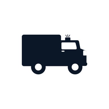 Tıbbi bakım konsepti vektör tasarımının izole edilmiş ambülans silüet biçimi simgesi