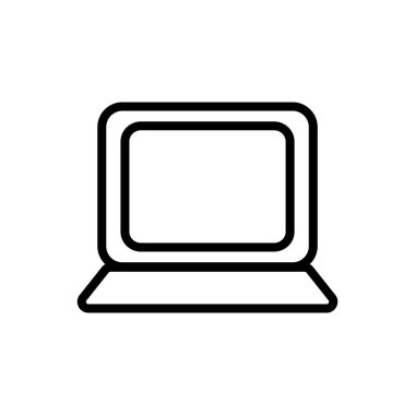 İzole edilmiş dijital dizüstü bilgisayar çizgisi biçim vektör tasarımı