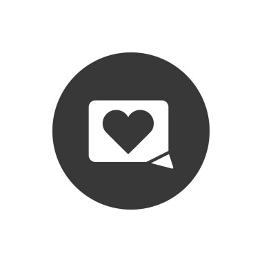 Kabarcık bloğu içindeki kalp düz biçim vektör tasarımı