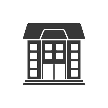 İzole okul binası siluet biçimi ikon vektör tasarımı