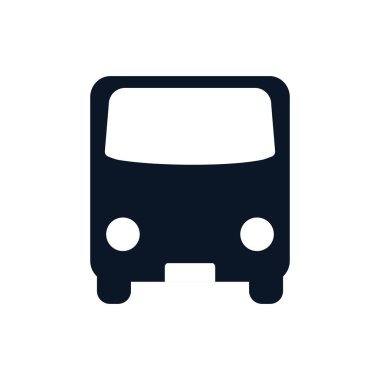 İzole otobüs aracı siluet biçim ikon vektör tasarımı