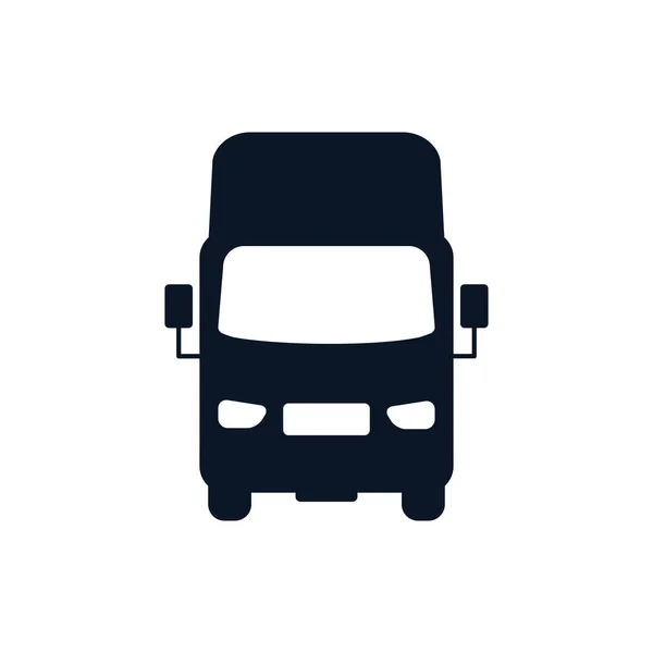 Geïsoleerde vrachtwagen voertuig silhouet stijl pictogram vector ontwerp — Stockvector