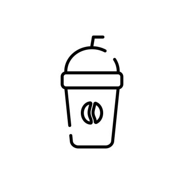 İzole kahve kupası çizgisi biçim vektör tasarımı