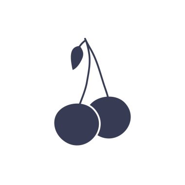 İzole edilmiş kiraz meyvesi siluet biçimi ikon vektör tasarımı