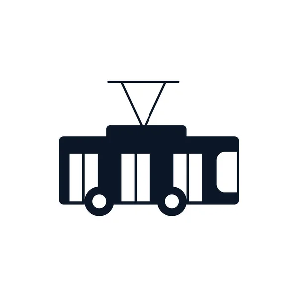 絶縁されたケーブルバス車両シルエットスタイルのアイコンベクトルデザイン — ストックベクタ