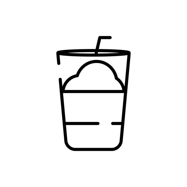 Diseño de vectores de icono de estilo de línea de vidrio de café helado aislado — Archivo Imágenes Vectoriales