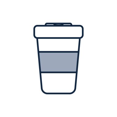 İzole kahve fincanı yarı çizgi yarı renk ikon vektör tasarımı