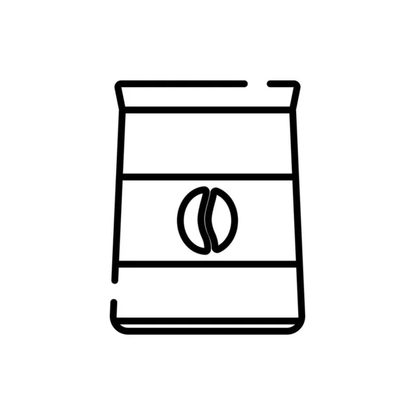 Aislado granos de café bolsa línea estilo icono diseño vectorial — Vector de stock