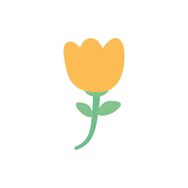 Izolacja żółty kwiat z liści stylu płaski wektor projektu — Wektor stockowy