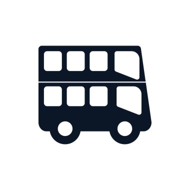 İzole otobüs aracı siluet biçim ikon vektör tasarımı