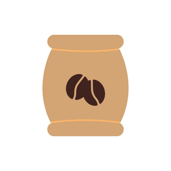 Изолированные кофейные зерна мешок плоский стиль иконки векторный дизайн — стоковый вектор