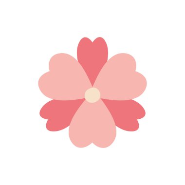 İzole edilmiş kırmızı ve pembe çiçek düz biçim vektör tasarımı