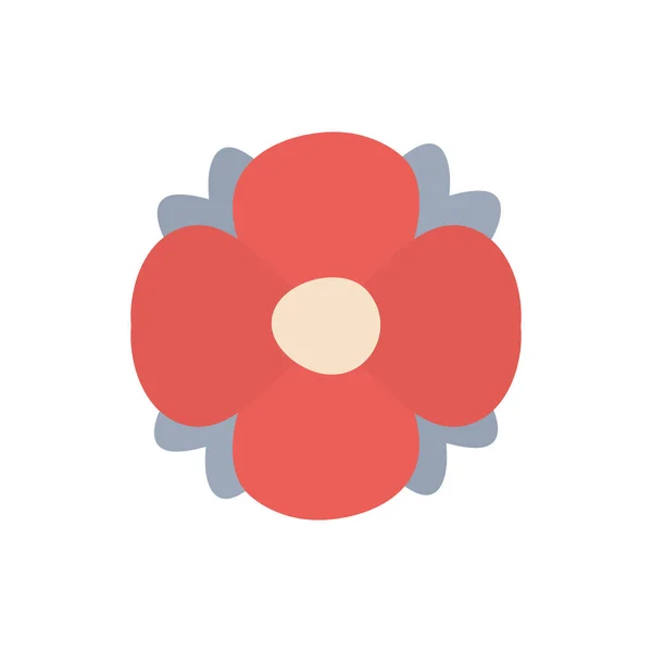 Μεμονωμένο κόκκινο λουλούδι επίπεδη στυλ εικονίδιο διανυσματικό σχεδιασμό — Διανυσματικό Αρχείο