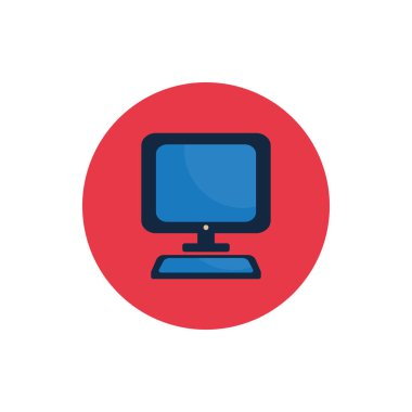 İzole edilmiş dijital bilgisayar düz blok biçim vektör tasarımı