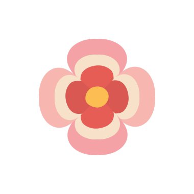 İzole edilmiş kırmızı ve pembe çiçek düz biçim vektör tasarımı