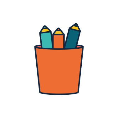 Kupa satırı içerisindeki izole okul kalemleri biçim vektör tasarımı