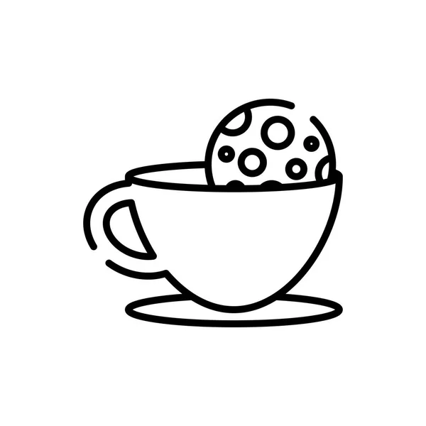 커피 컵 과 쿠키 라인 스타일 아이콘 벡터 디자인 — 스톡 벡터