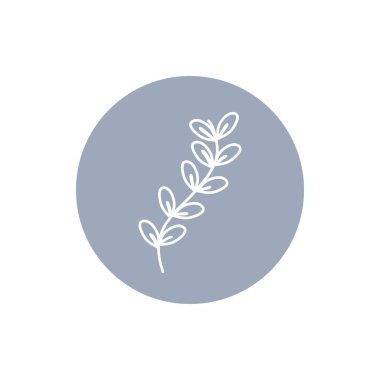 Leaves inside purple circle line block style icon vector design