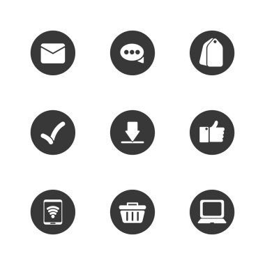 Social media block flat style icon set vector design