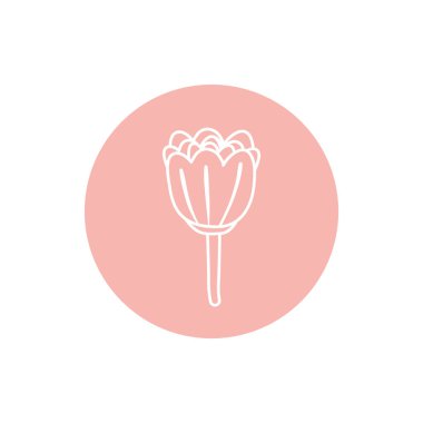 Pembe çemberin içindeki çiçek blok biçimi vektör dizaynı