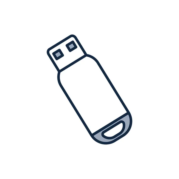 Aislado usb media línea de medio color icono de estilo de diseño de vectores — Vector de stock