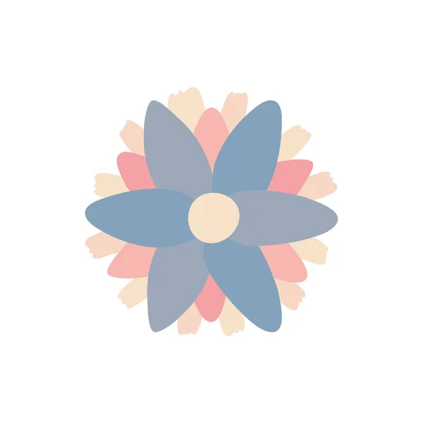Geïsoleerde blauwe bloem platte stijl pictogram vector ontwerp — Stockvector