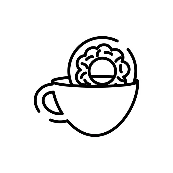 Isolated coffee cup and donut line style icon vector design — 스톡 벡터