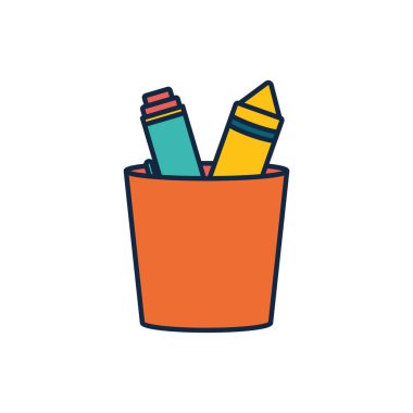 Kupa satırı içerisindeki izole okul kalemleri biçim vektör tasarımı