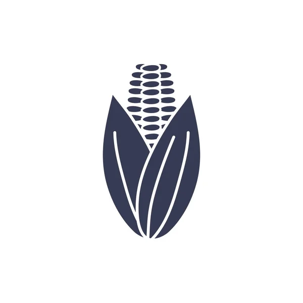 Diseño de vectores de icono de estilo de silueta de alimentos de maíz aislado — Vector de stock