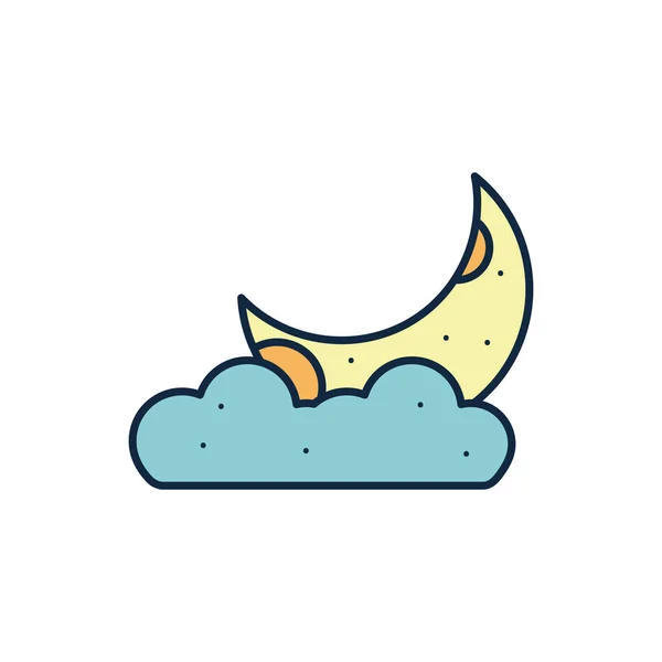 Isolated moon and cloud line fill style icon vector design — 스톡 벡터