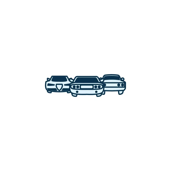 Coches aislados vehículos línea estilo icono diseño vectorial — Vector de stock