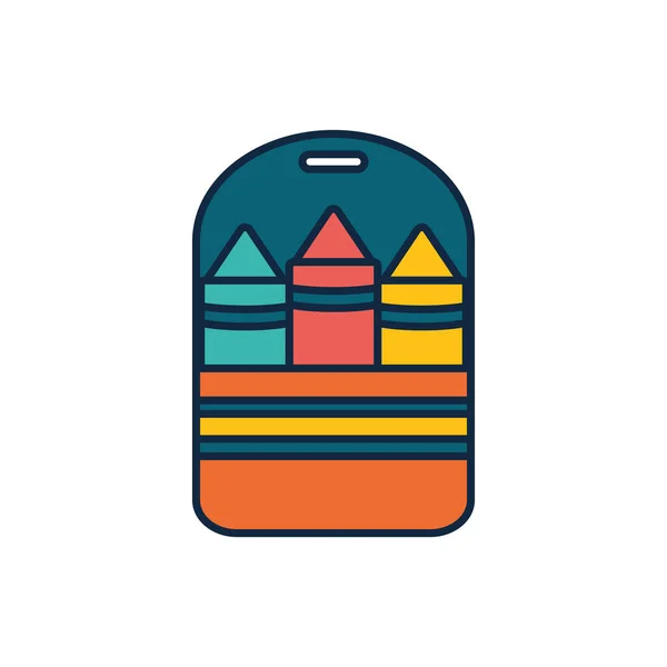 Isolated school crayons label line fill style icon vector design — 스톡 벡터