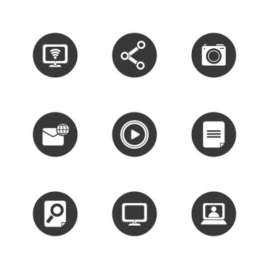 Social media block flat style icon set vector design