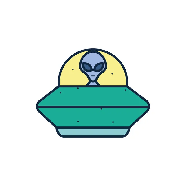 Isolated alien inside ufo line fill style icon vector design — Stockvector