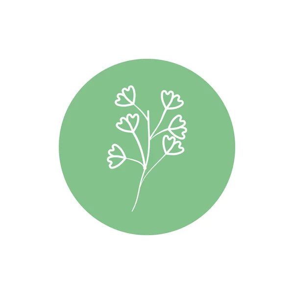 Flower inside green circle line block style icon set vector design — 图库矢量图片