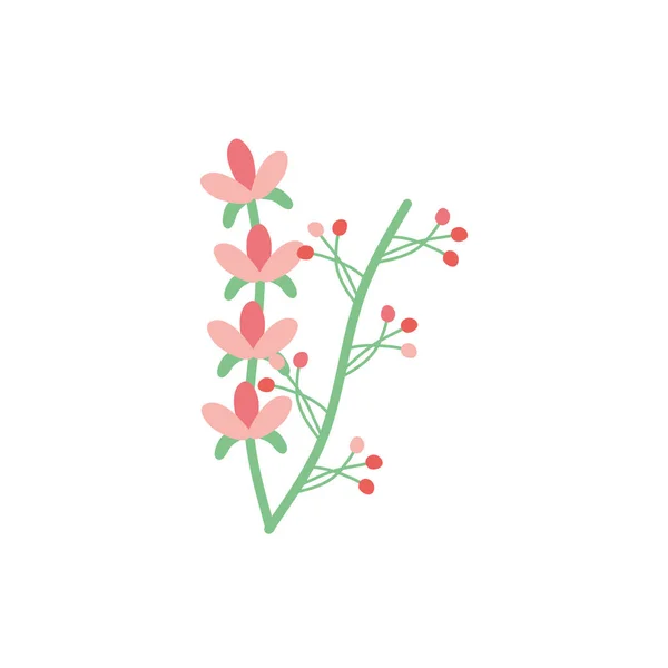 Aislado rojo y rosa flor de estilo plano icono de diseño vectorial — Archivo Imágenes Vectoriales