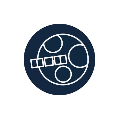 Isolated satellite and planet line block style icon vector design